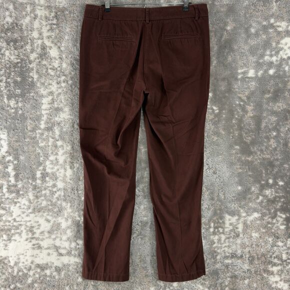 LL Bean Signature Womens Size 12 Rugged Cotton Blend Chino Pants Brown Button - Picture 3 of 13